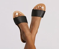 Slide Into Basics Faux Leather Sandals