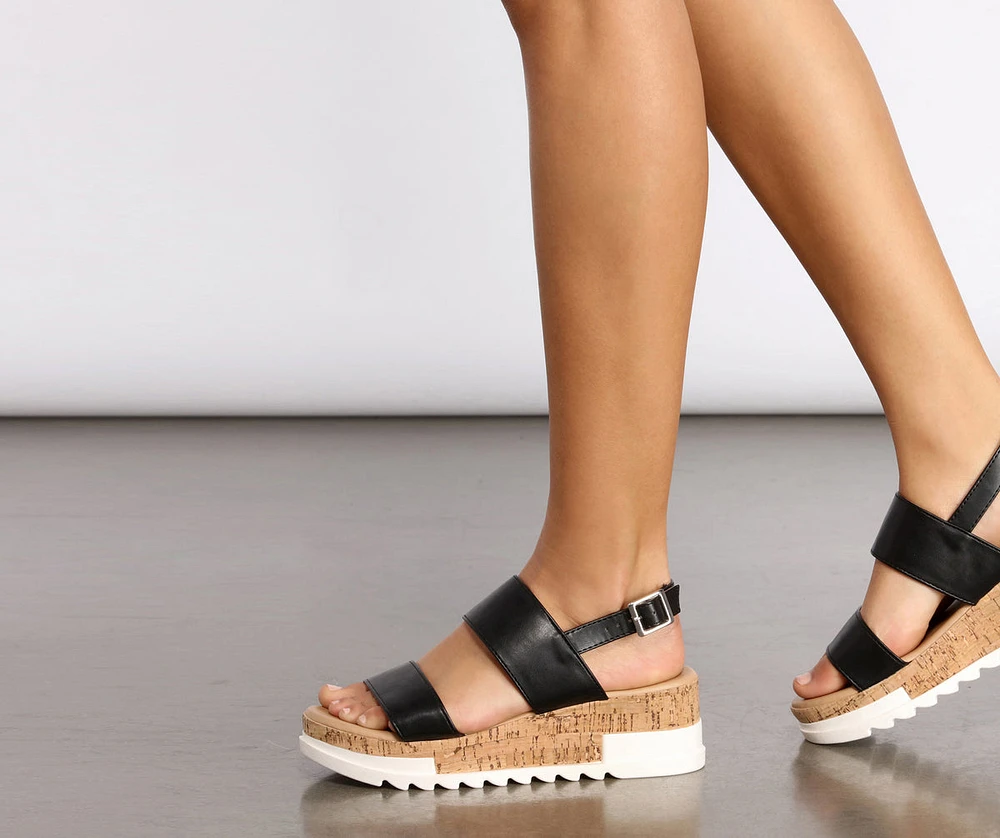 Just Time Faux Leather Platform Sandals