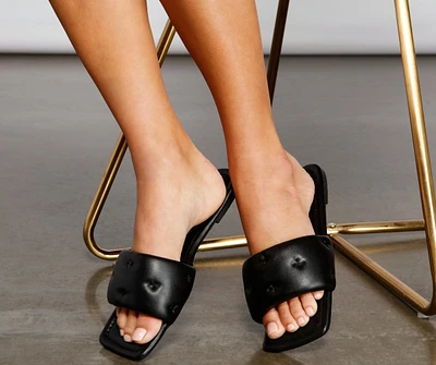 Glamour Chic Faux Leather Quilted Slides