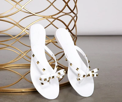 Studded Stunner Thong Strap Bow Sandals