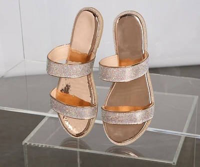 Double Band Rhinestone Slides