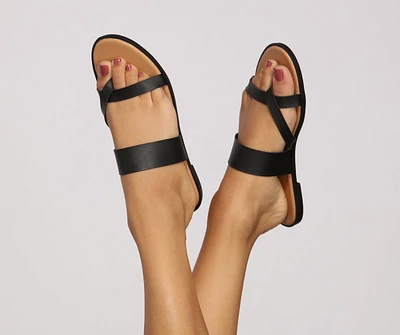 Looped Style Faux Leather Sandals