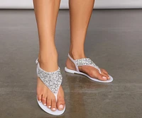 Rhinestone Embellished Jelly Sandals