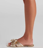 Glitzy Metallic Bow Sandals