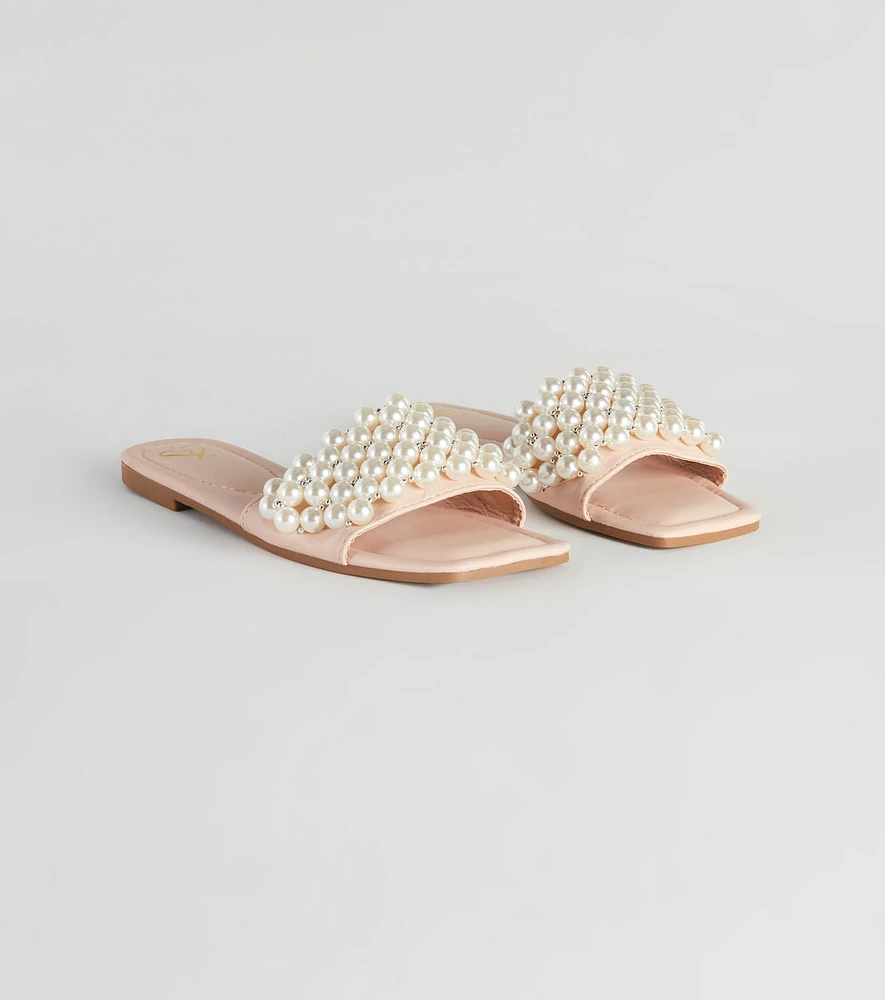 Hidden Treasure Faux Pearl Slide Sandals