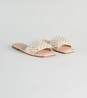 Hidden Treasure Faux Pearl Slide Sandals