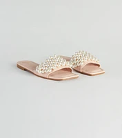 Hidden Treasure Faux Pearl Slide Sandals