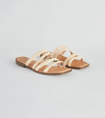 Braided Beauty Straw Strappy Flat Sandals