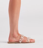 Effortless Glam Rhinestone And Pearl Sandals