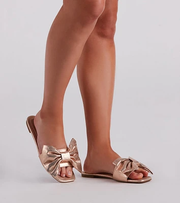 Can't Stop This Shine Metallic Bow Sandals