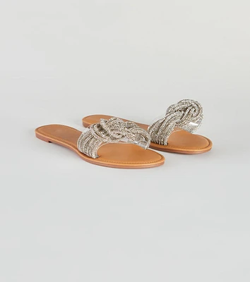 Tie The Knot Rhinestone Flat Sandals