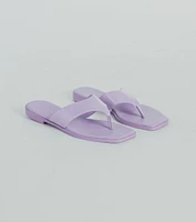 Cute Trendsetter Thong Strap Faux Leather Sandals