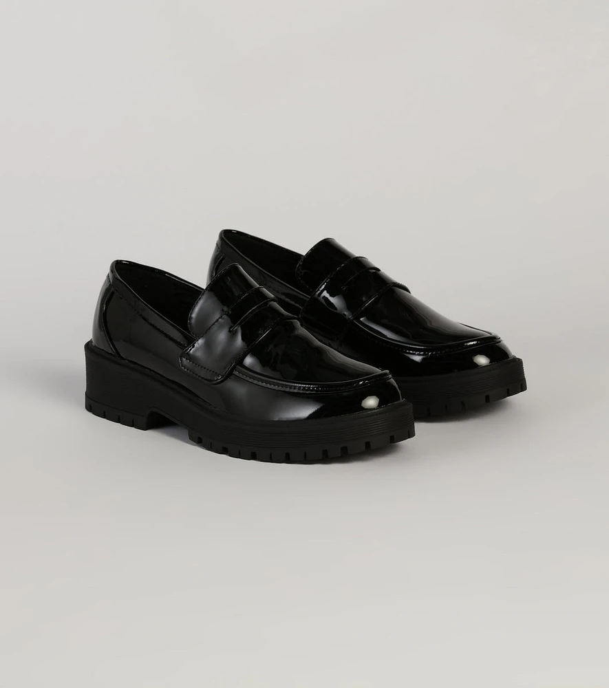 Breaking Routine Patent Leather Lug Loafers