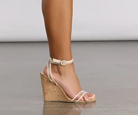 Sassy PVC Strap Cork Wedges