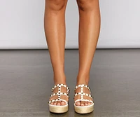 Stylish And Studded Espadrille Platform Wedges