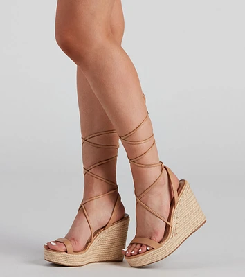 Spring Things Lace-Up Espadrille Wedges