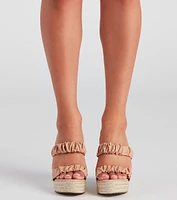 Endless Chic Faux Leather Espadrille Wedges