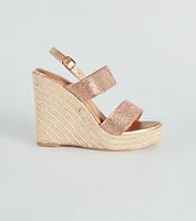 Vacay Luxe Rhinestone Espadrille Wedges