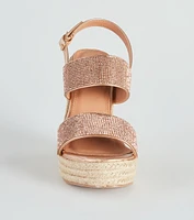 Vacay Luxe Rhinestone Espadrille Wedges