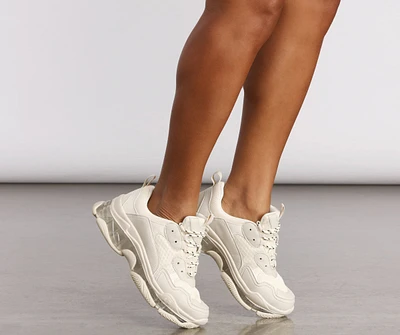 Clear Two Tone Chunky Sneakers
