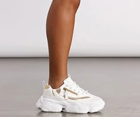 Holographic And Zipper Chunky Sneakers