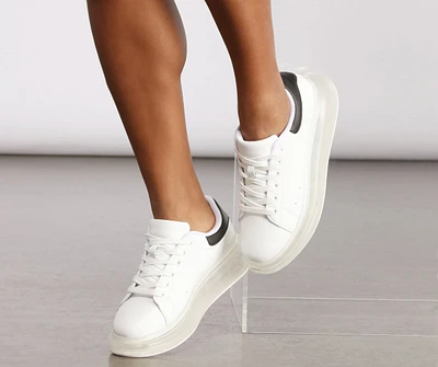 Basic Lace-Up Clear Platform Sneakers