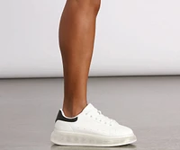 Basic Lace-Up Clear Platform Sneakers