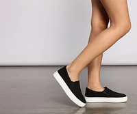 Faux Microsuede Slip On Sneakers