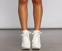 Step It Up Faux Leather Wedge Sneakers