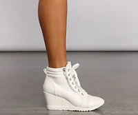 Step It Up Faux Leather Wedge Sneakers