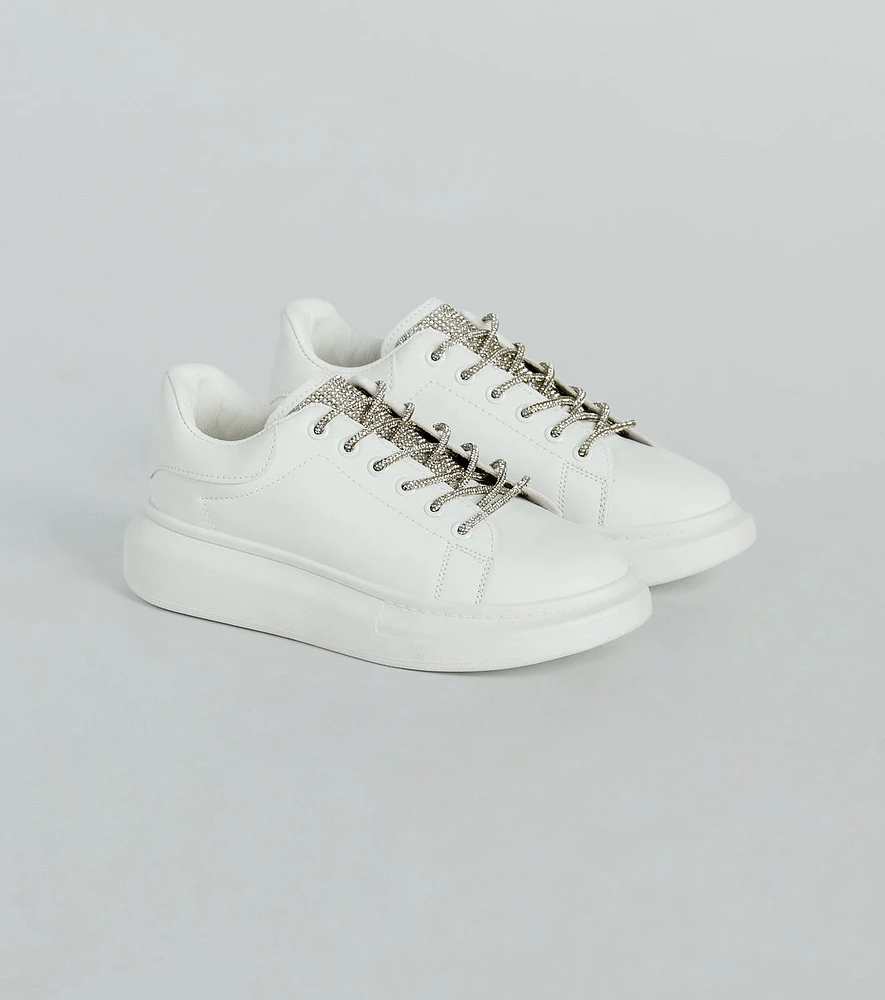 Glam Squad Faux Leather Rhinestone Sneakers