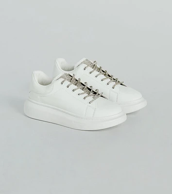 Glam Squad Faux Leather Rhinestone Sneakers