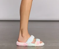 On-Trend Fuzzy Banded Slippers