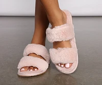 Faux Fur Double Band Slides