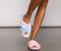 Tie Dye Faux Fur Slippers