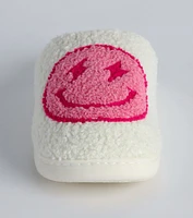 Happy Face Faux Sherpa Slippers