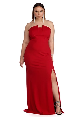 Plus Katlyn Strapless Crepe Dress