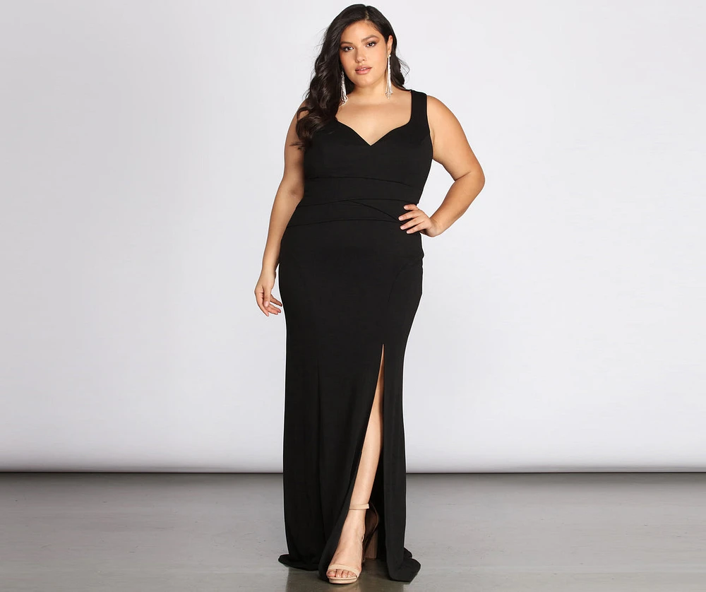 Plus Kaitlyn Formal High Slit Dress