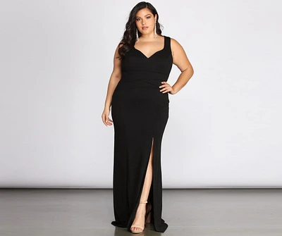 Plus Kaitlyn Formal High Slit Dress