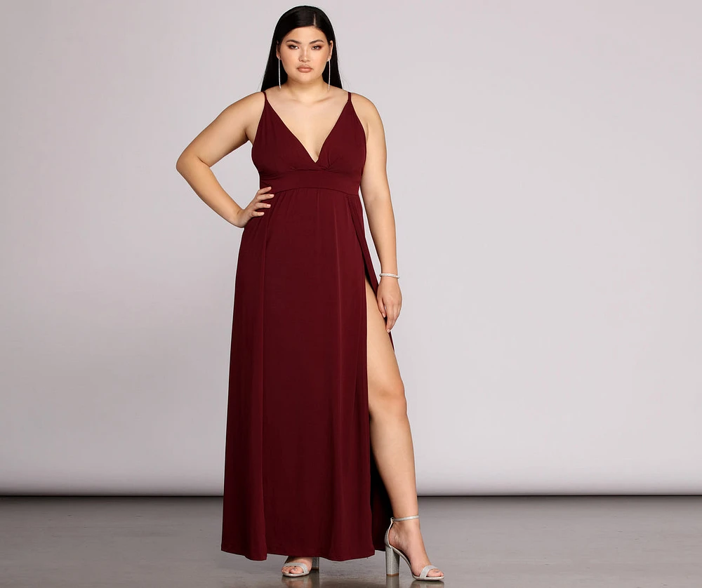 Plus Galilea Formal High Slit Dress