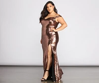 Plus Nova High Slit Sequin Dress