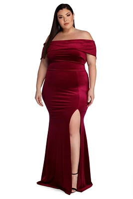 Plus Lilianna Formal Velvet Dress