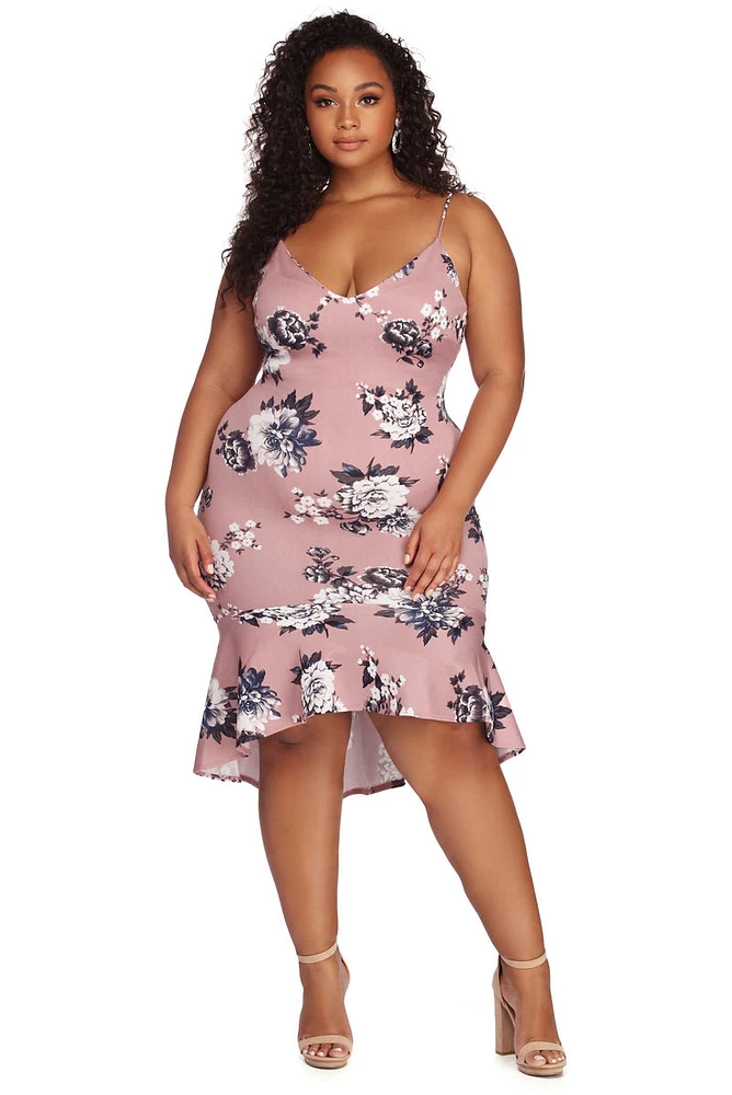 Plus Flow With Floral Midi Dress