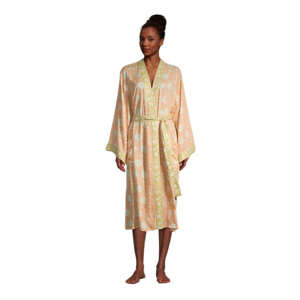 World Market Peach and Green Jaipur Floral Robe | The Market Place