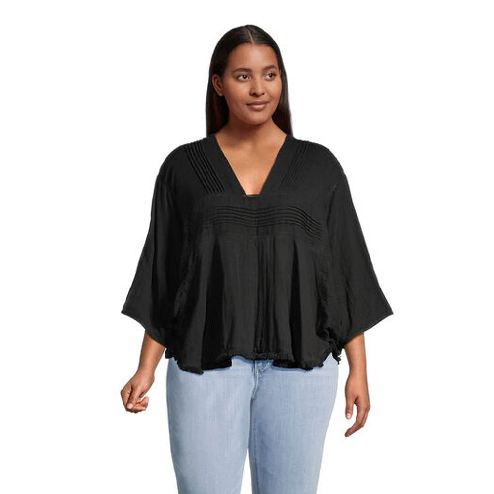 World Market Leah Black Pleated Balloon Sleeve Top | The Market Place