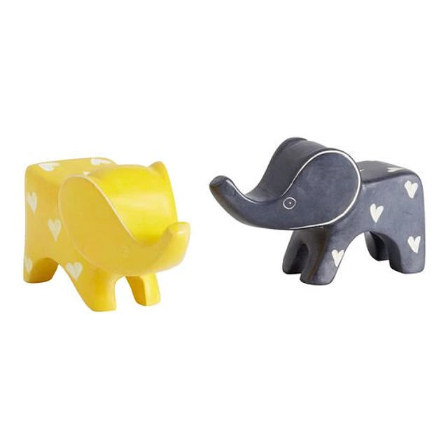 Kisii Soapstone Elephant Figures Set of 2