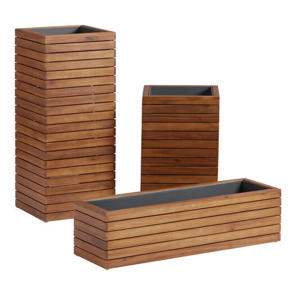 World Market Alicante Wood And Metal Outdoor Planter | The Market Place