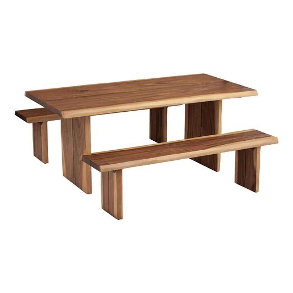 World Market Sansur Rustic Pecan Live Edge Wood Dining Bench | The Market  Place