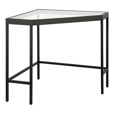 Hayda Metal and Glass Top Corner Desk