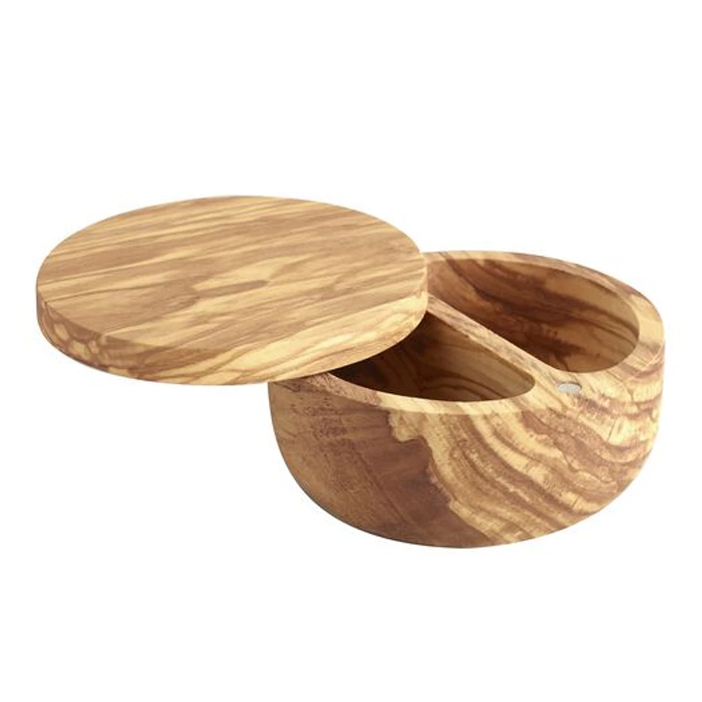 World Market Olive Wood Salt Cellar With Swivel Lid | The Market Place